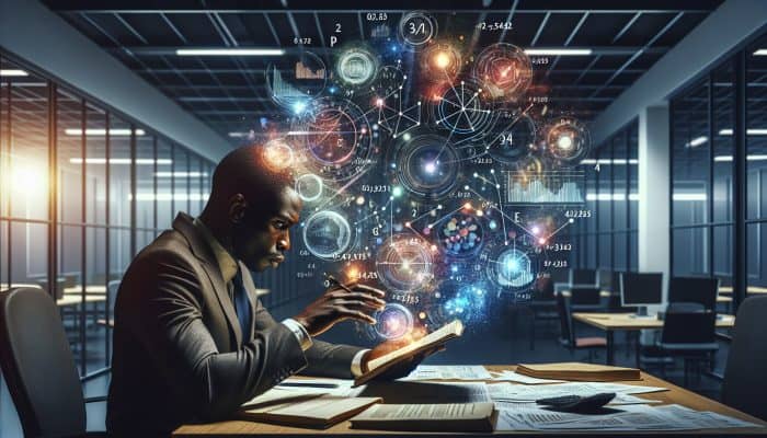 A person analyzing financial documents and charts in an office, focused on debt consolidation assessment.