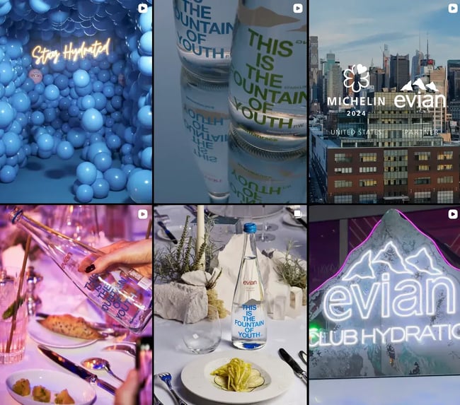 Evian Instagram grid targeting specific customers