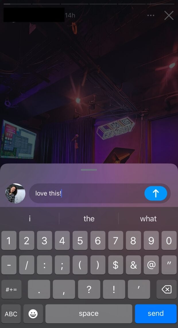 comment on stories that says love this