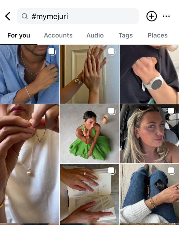 UGC and branded hashtags my mejuri