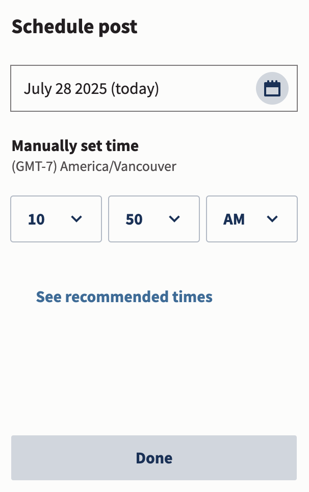 schedule post and manually set time