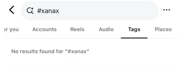 xanax search on instagram shadowbanned hashtags