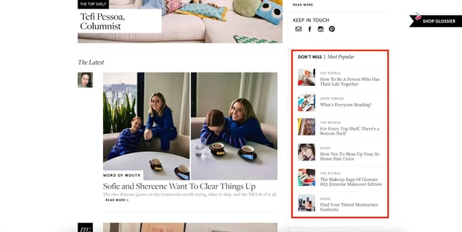 content that interests glossier’s target customers