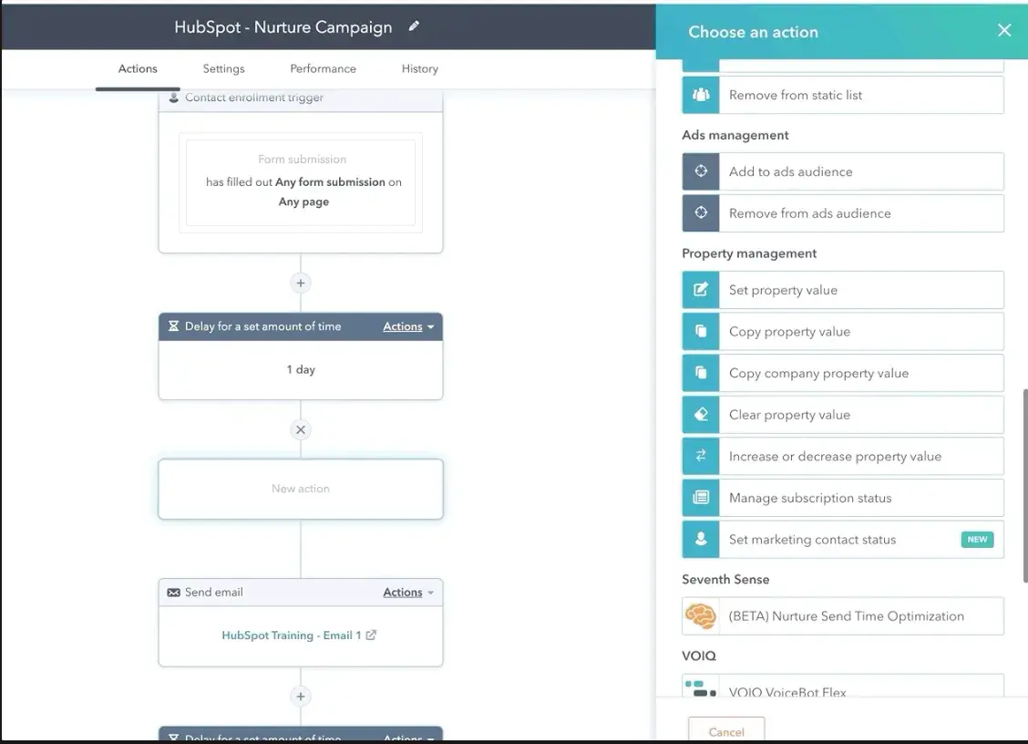 screenshot showing the seventh sense tool in a hubspot portal