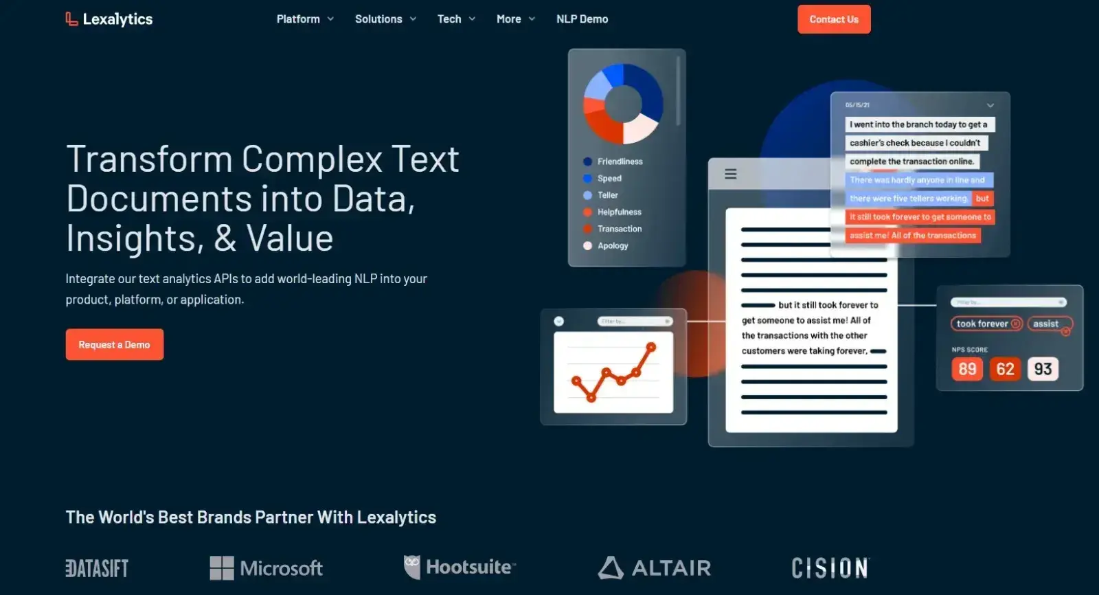 screenshot of lexalytics ai market research tool homepage