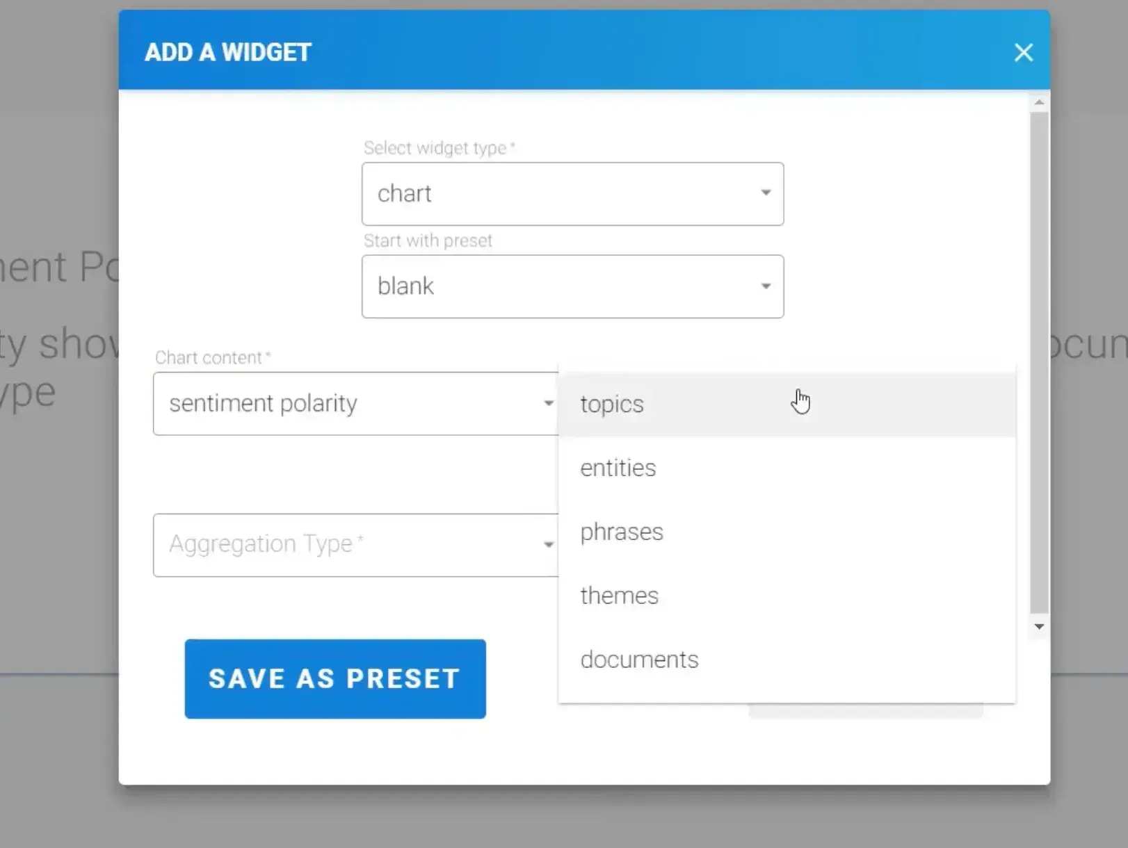 screenshot of lexalytics ai market research tool