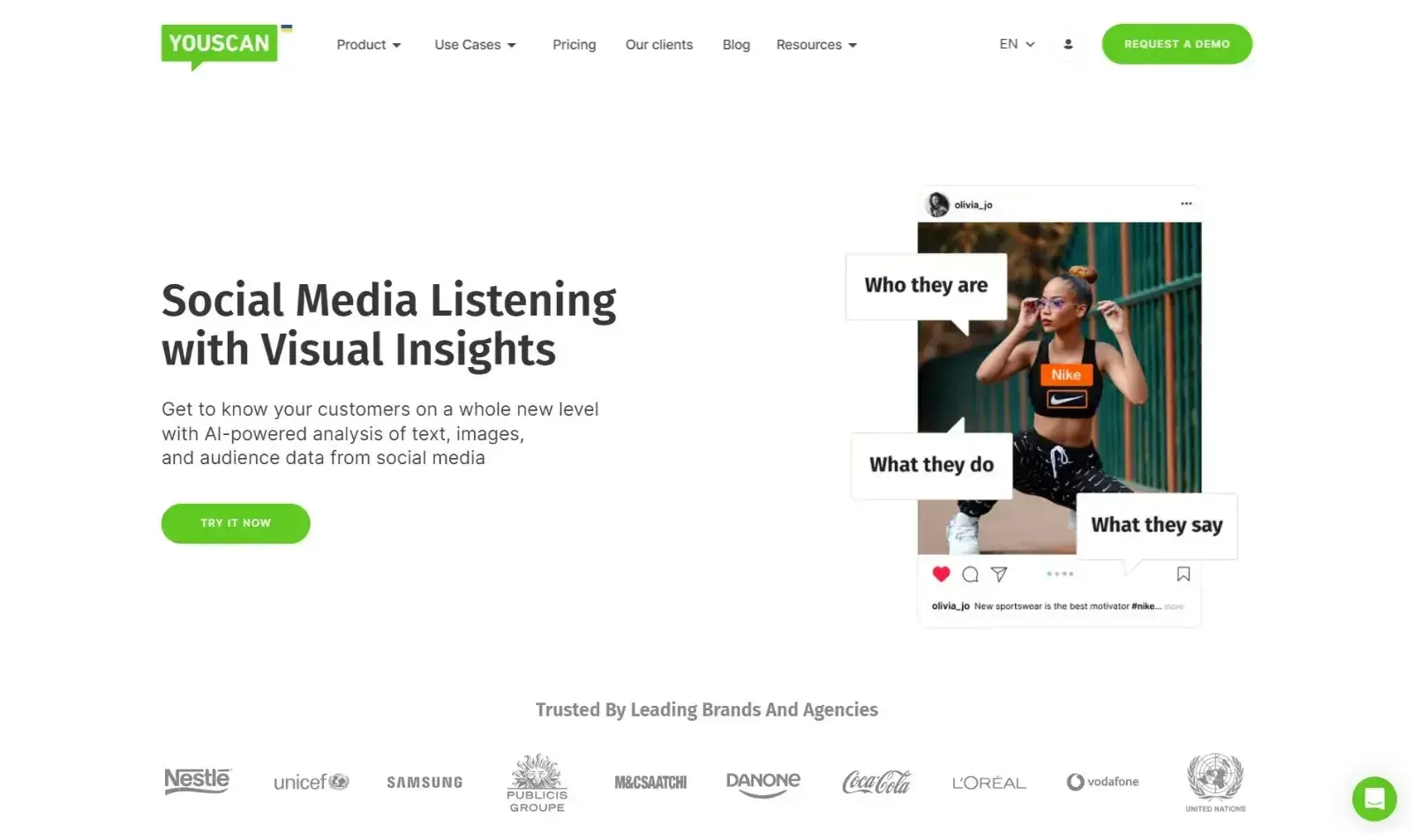 screenshot of youscan market research tool homepage