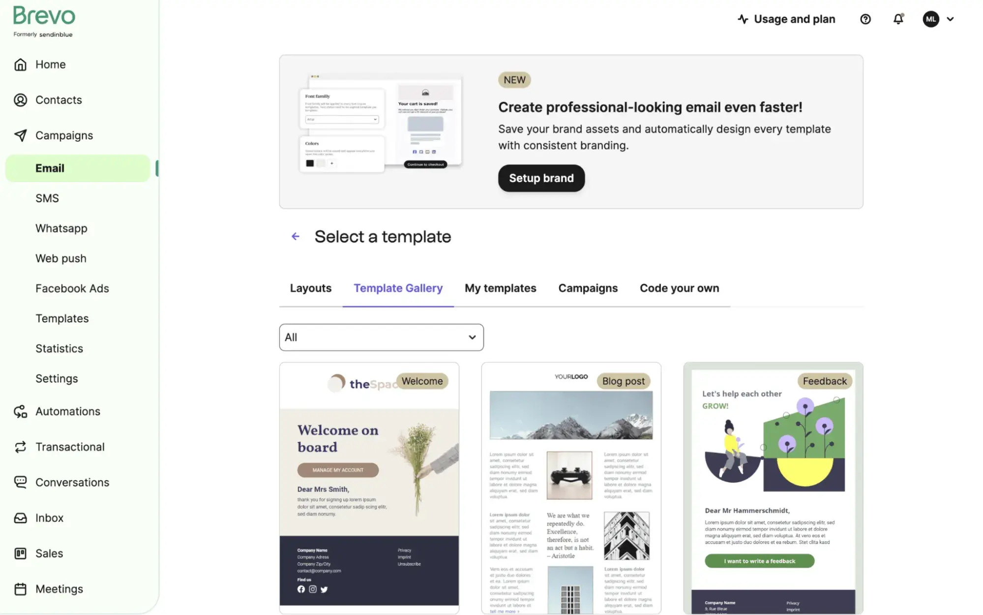 a screenshot of brevo’s email marketing for event planning user interface