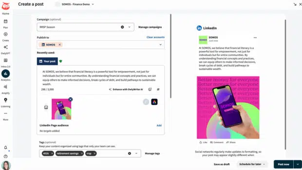 Screenshot of Hootsuite Compose 2025 interface