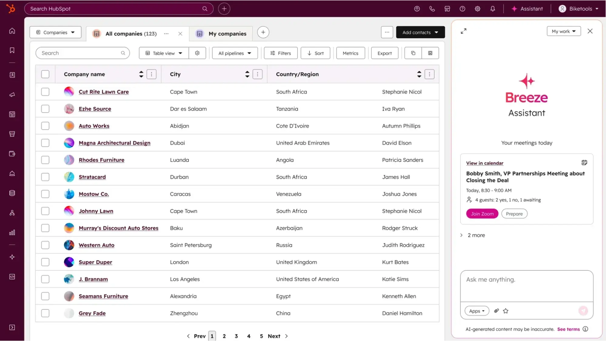 breeze assistant shown in hubspot crm, generative ai tools