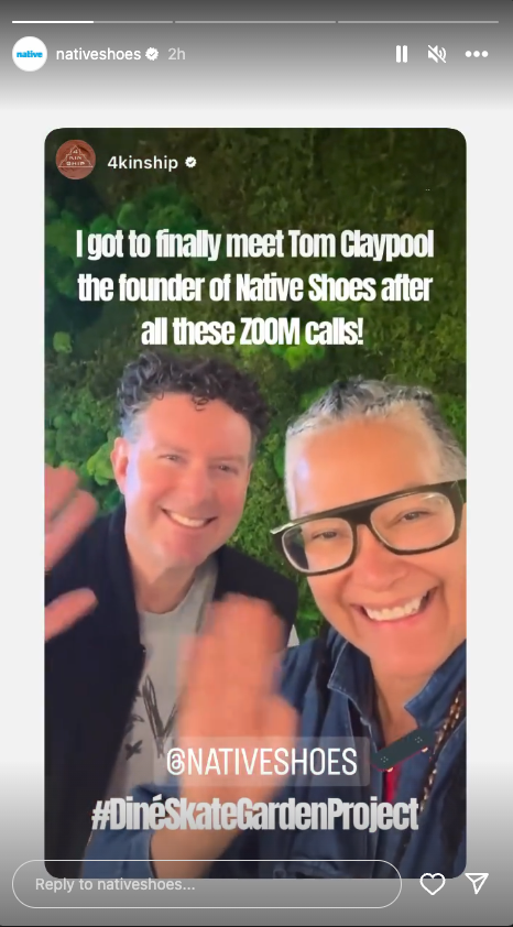 Native Shoes meet up with founder Tom Claypool instagram story