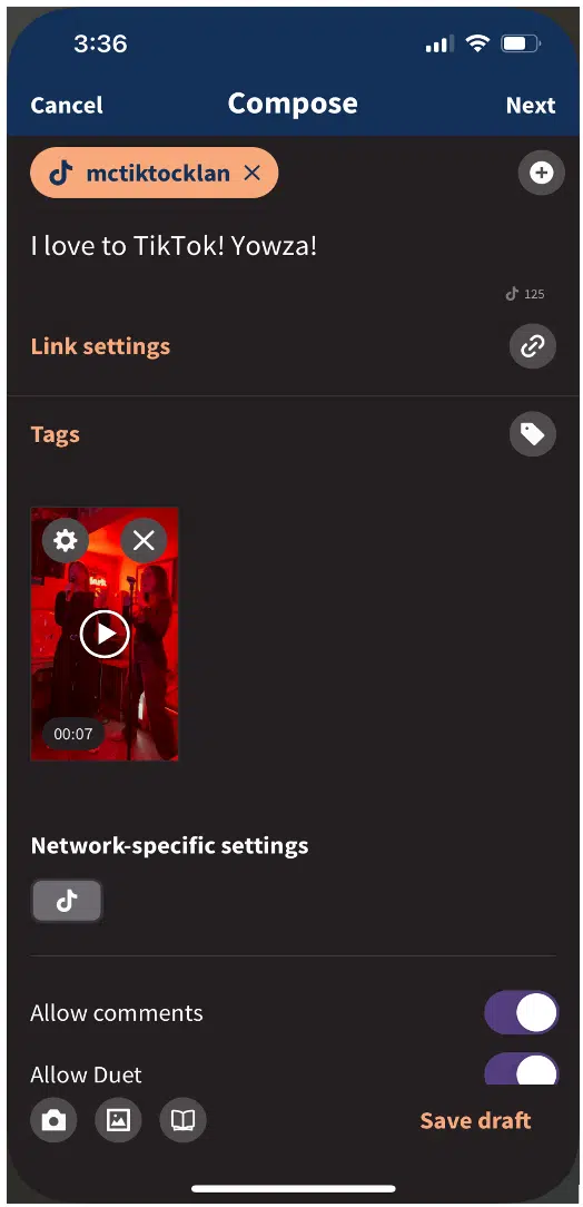 Hootsuite Compose camera or film icon