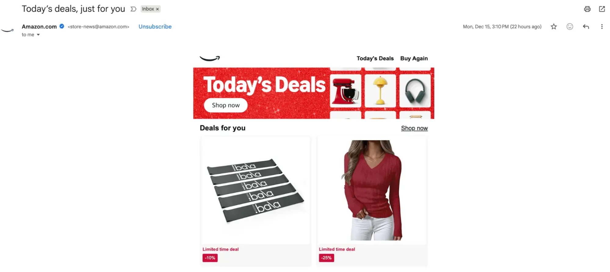 ai personalization in marketing, amazon email marketing with product recommendations