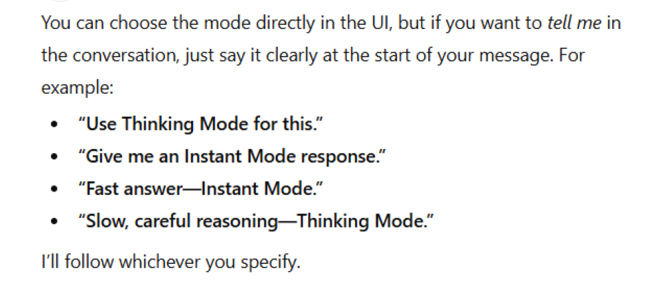 ChatGPT plus features vs free - thinking mode options.