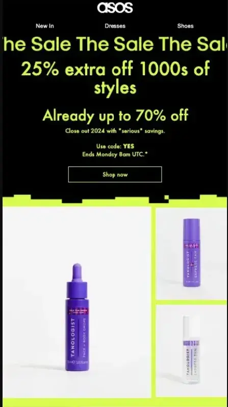asos promotional email, email marketing campaign