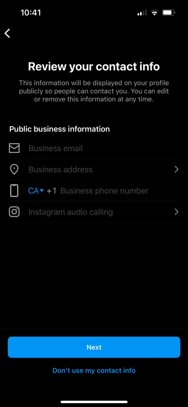 review and update public business contact information