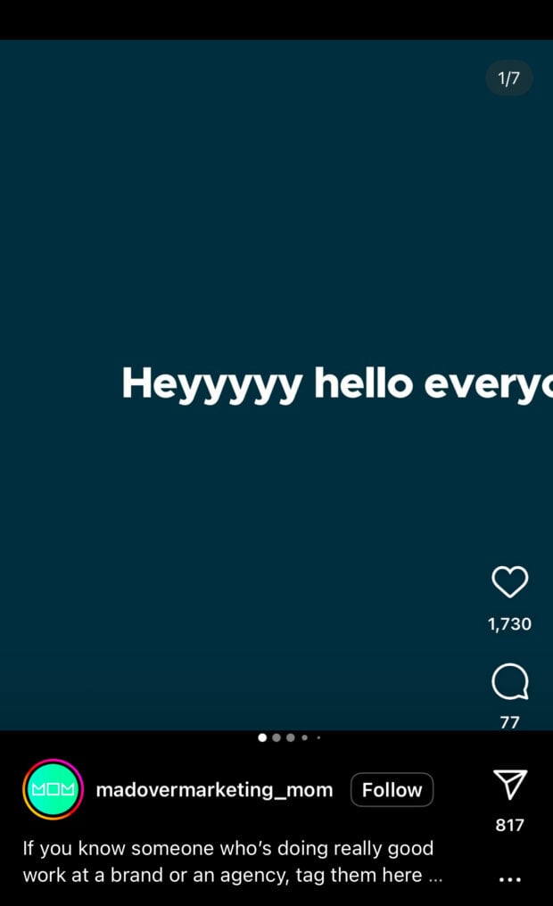 Carousel tip cover that prompts users to scroll