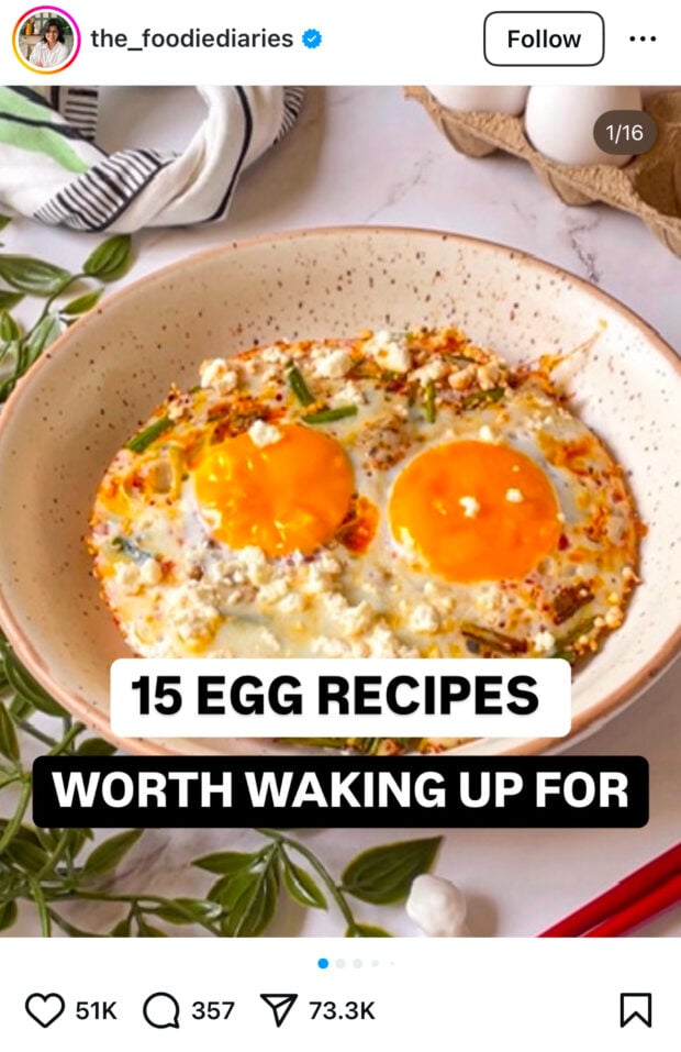 Carousel tip The Foodie Diaries saveable content 15 egg recipes worth waking up for
