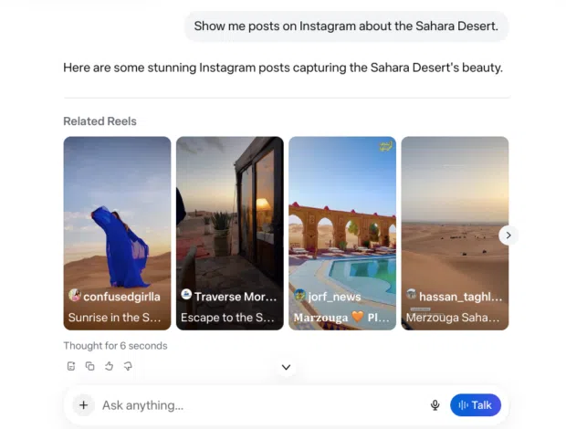 A voice search interaction with Meta AI