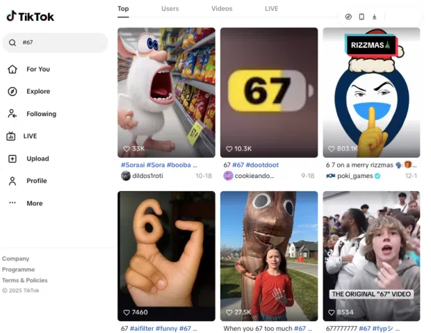 #67 on TikTok