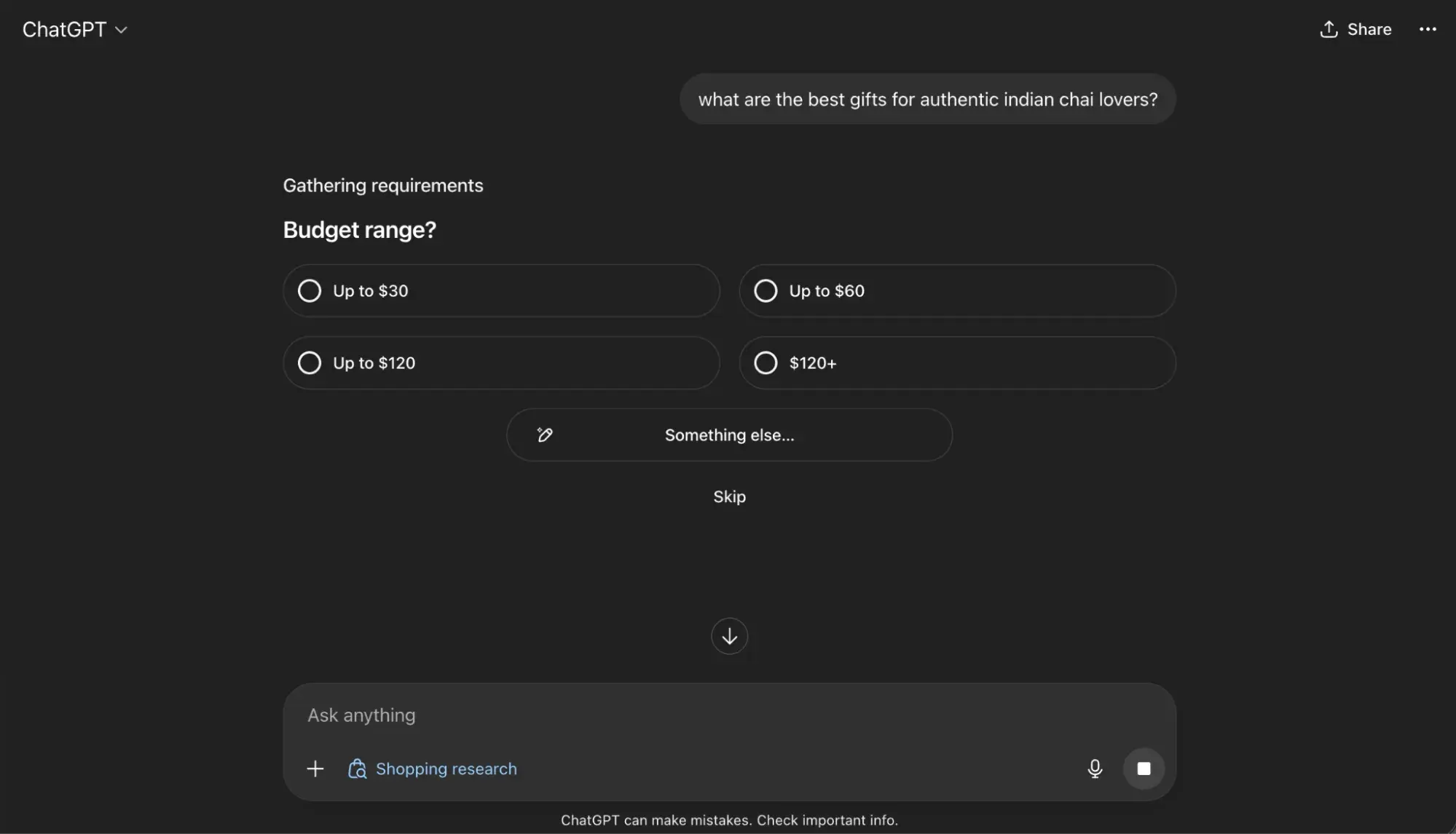 chatgpt product recommendations, chatgpt shopping on desktop asking product questions to refine recommendations