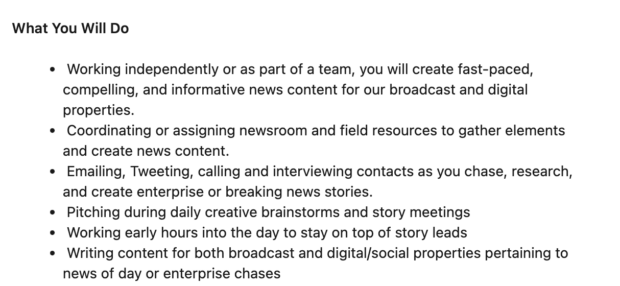 Sample job description for a content creator