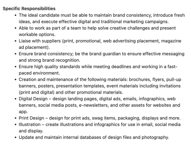 sample job description for a graphic designer