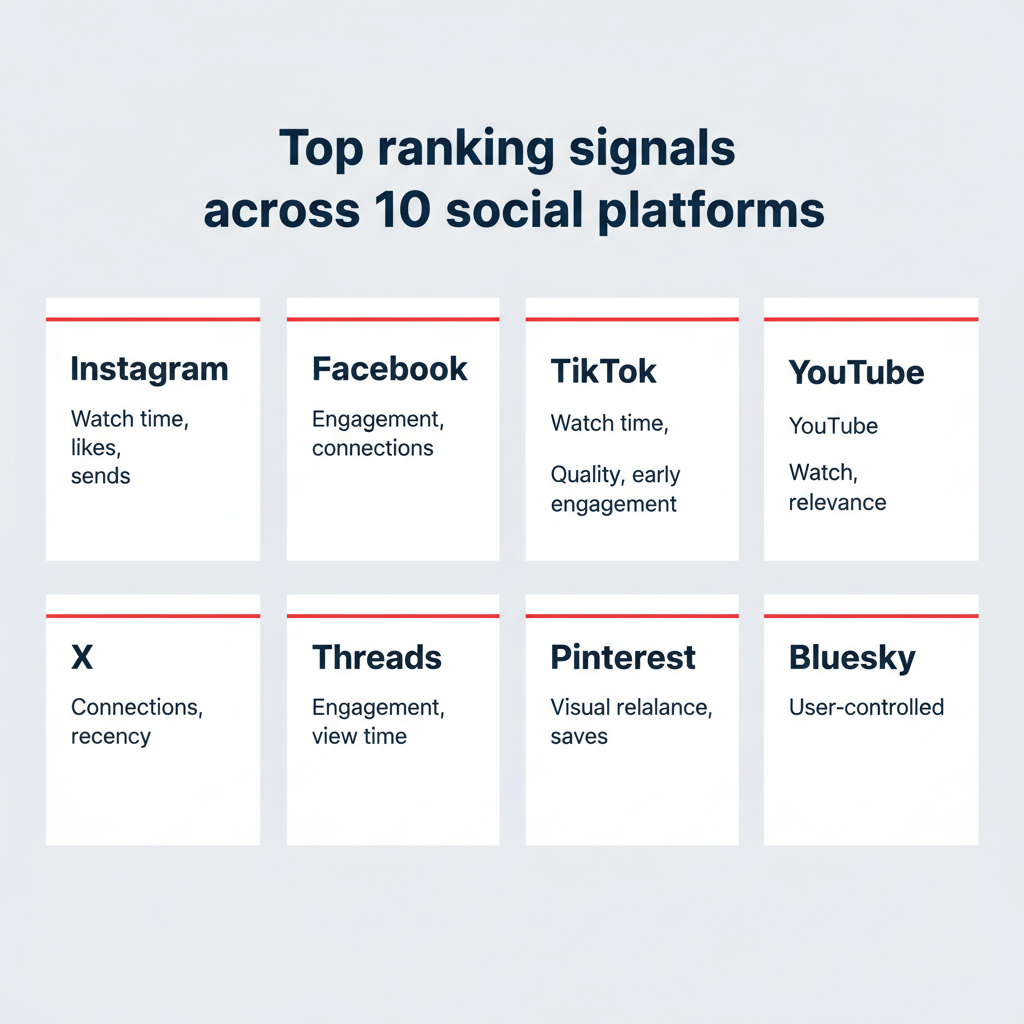 Top ranking signals across 10 social platforms Top ranking signals across 10 social platforms