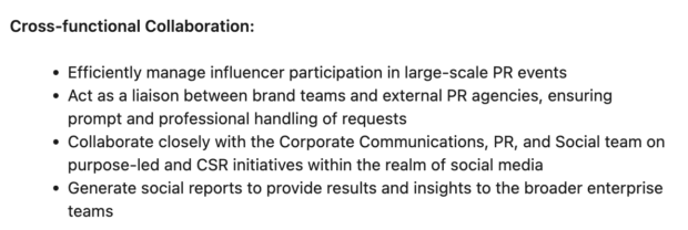 sample job description for an influencer marketer