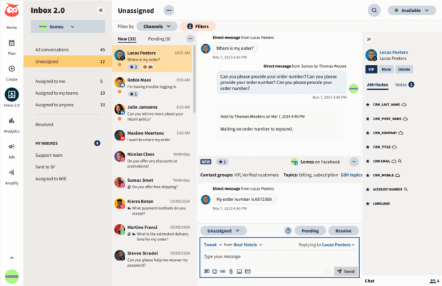 Hootsuite Social Inbox view