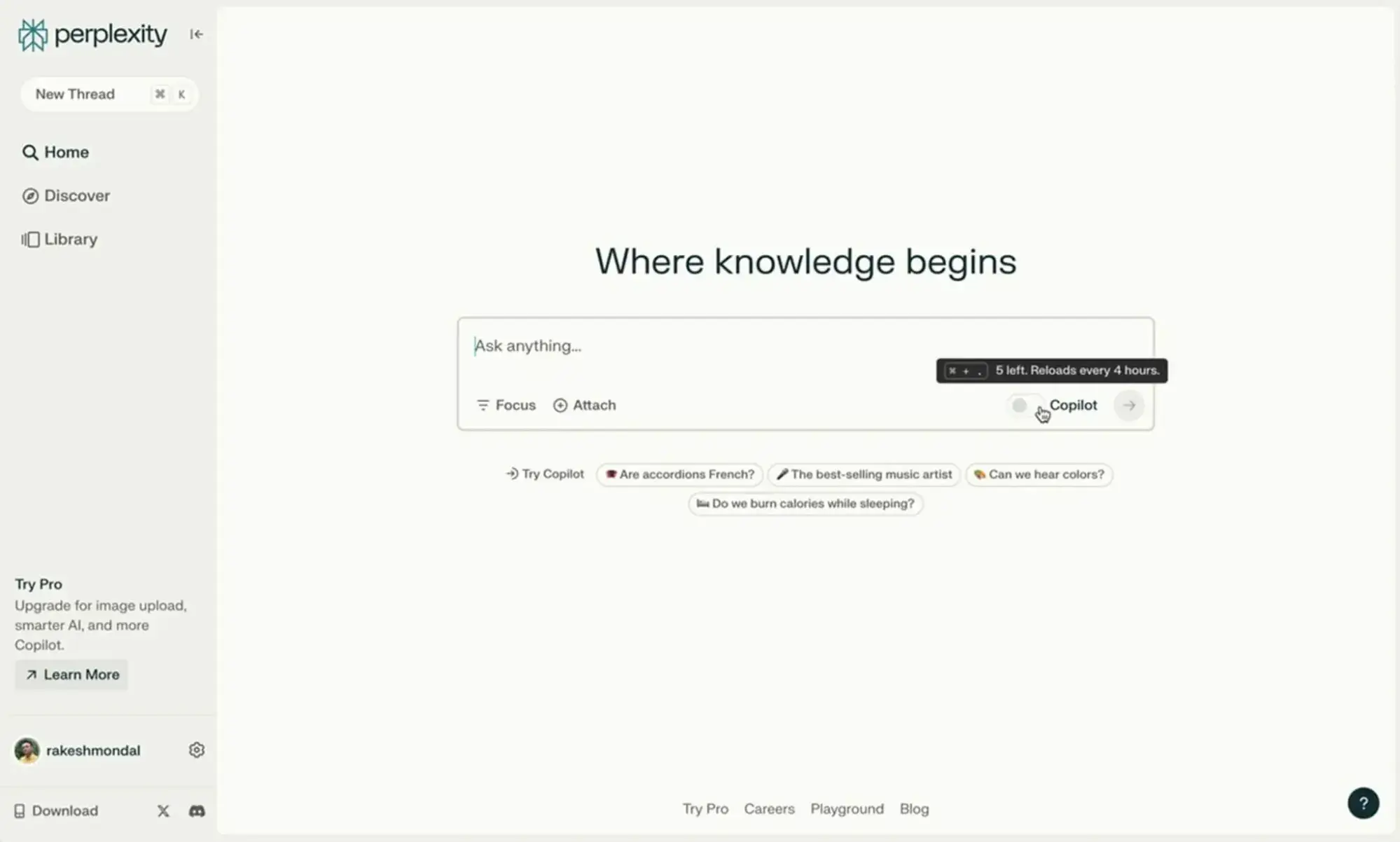 a screenshot of perplexity’s user interface