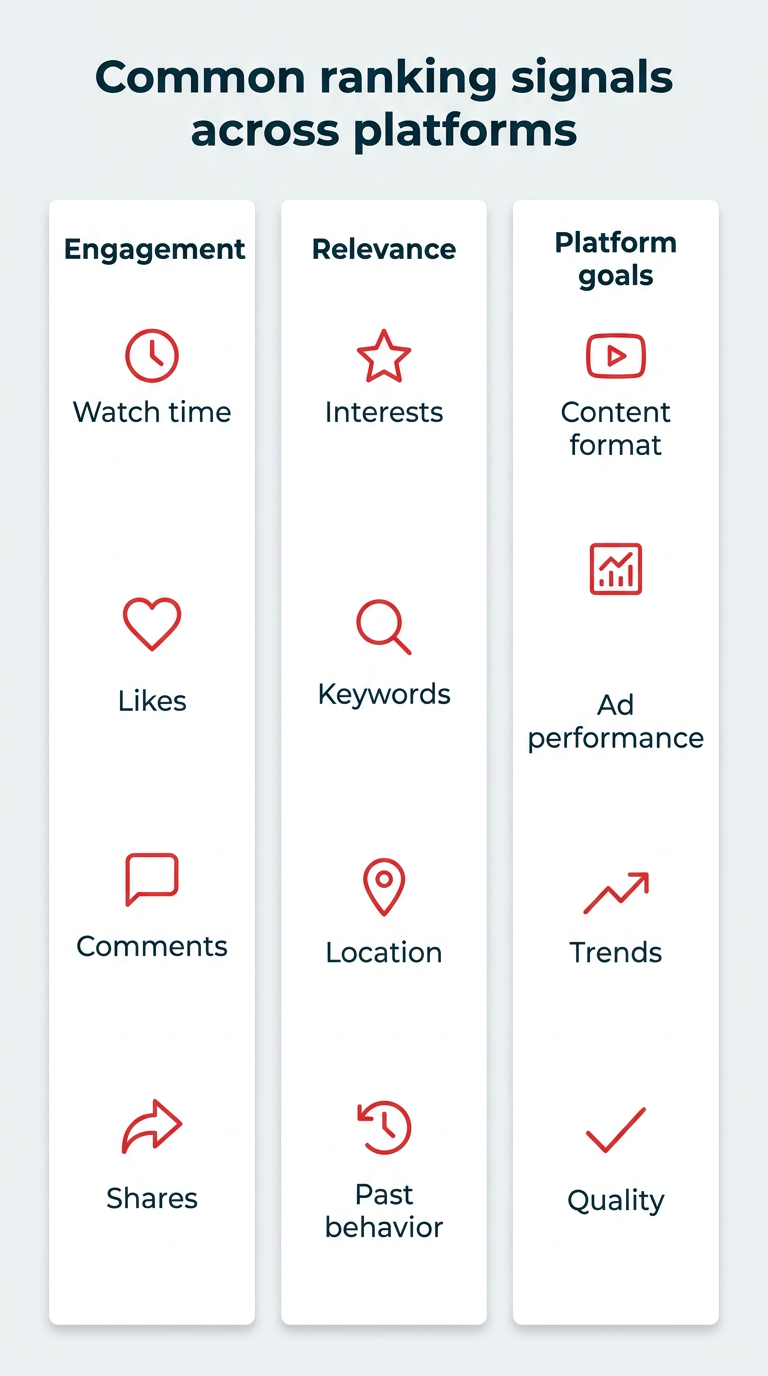 Common ranking signals across platforms