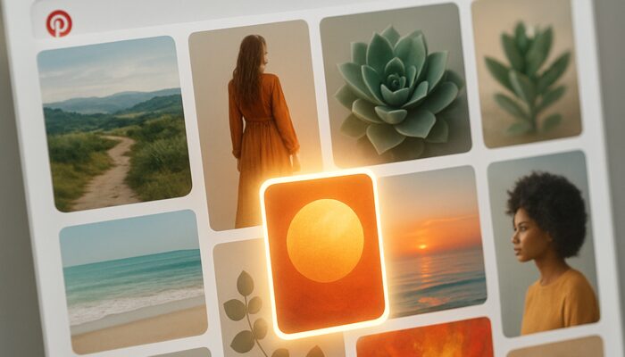 Pinterest interface showcasing glowing promoted pins among organic content in feeds and search results.