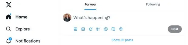 X social media algorithm showing For You and Following tabs