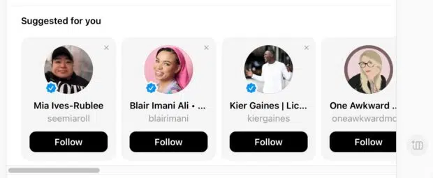 Threads social media algorithm suggesting accounts to follow