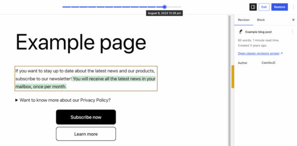 Visual revisions in WordPress 7.0