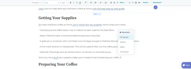 HubSpot AI copywriting tool interface showing content generation options