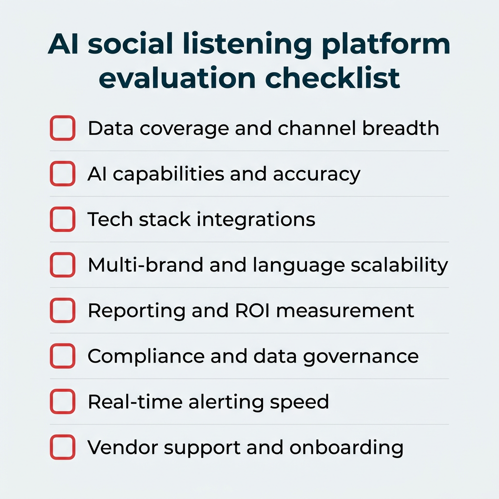 AI social listening platform evaluation checklist AI social listening platform evaluation checklist