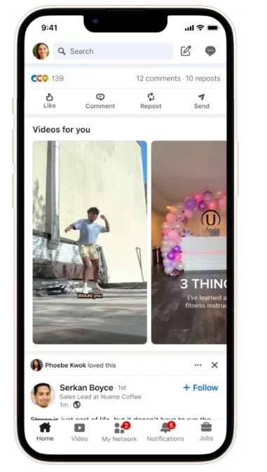 videos for you tab LinkedIn showing personalized video feed
