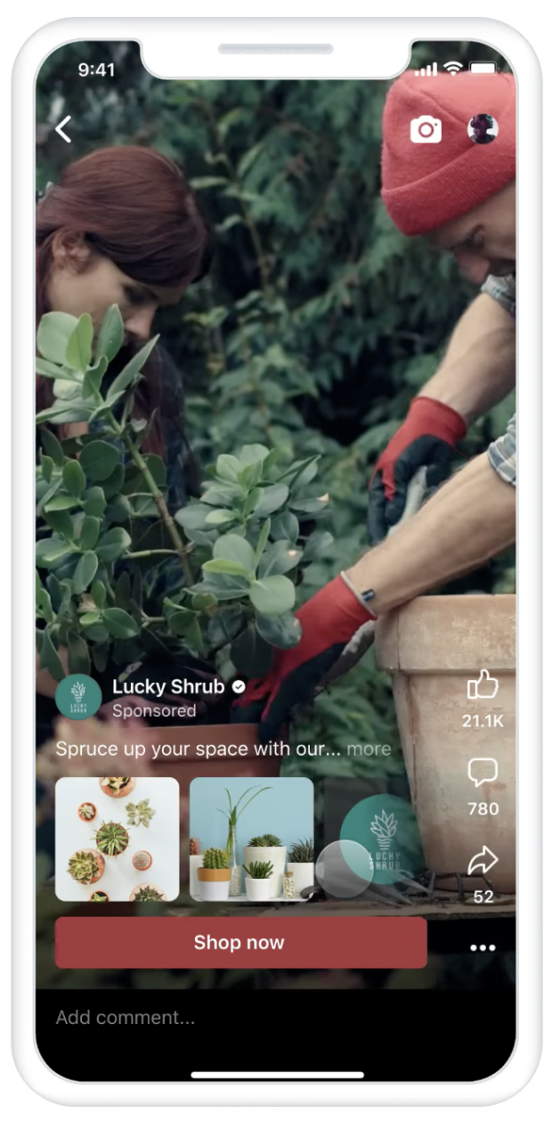 Facebook reels video ad lucky shrub spruce up your space
