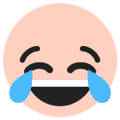 pink face laughing with tears coming out of eyes