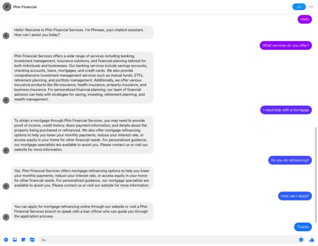 A chatbot interaction within Hootsuite's Inbox 2.0