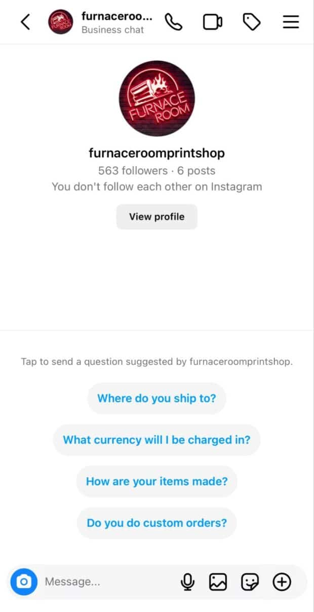 Furnace Room Print Shop tap to send a question about shipping currency and custom orders