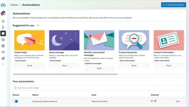Create automations or try it under suggested images