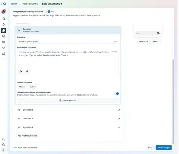 Edit automation with frequently asked questions
