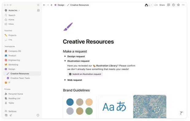 Notion: social media workflow tool